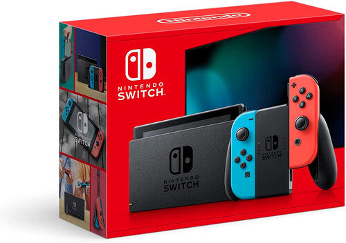 Nintendo Switch with Neon Blue and Neon Red Joy-con